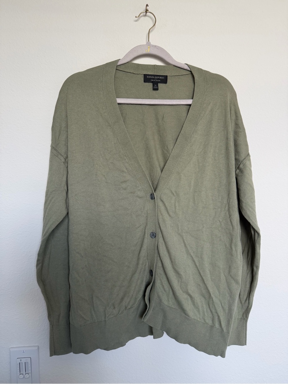 Banana Republic Olive Green V-Neck Button-Front Cardigan Size XL
